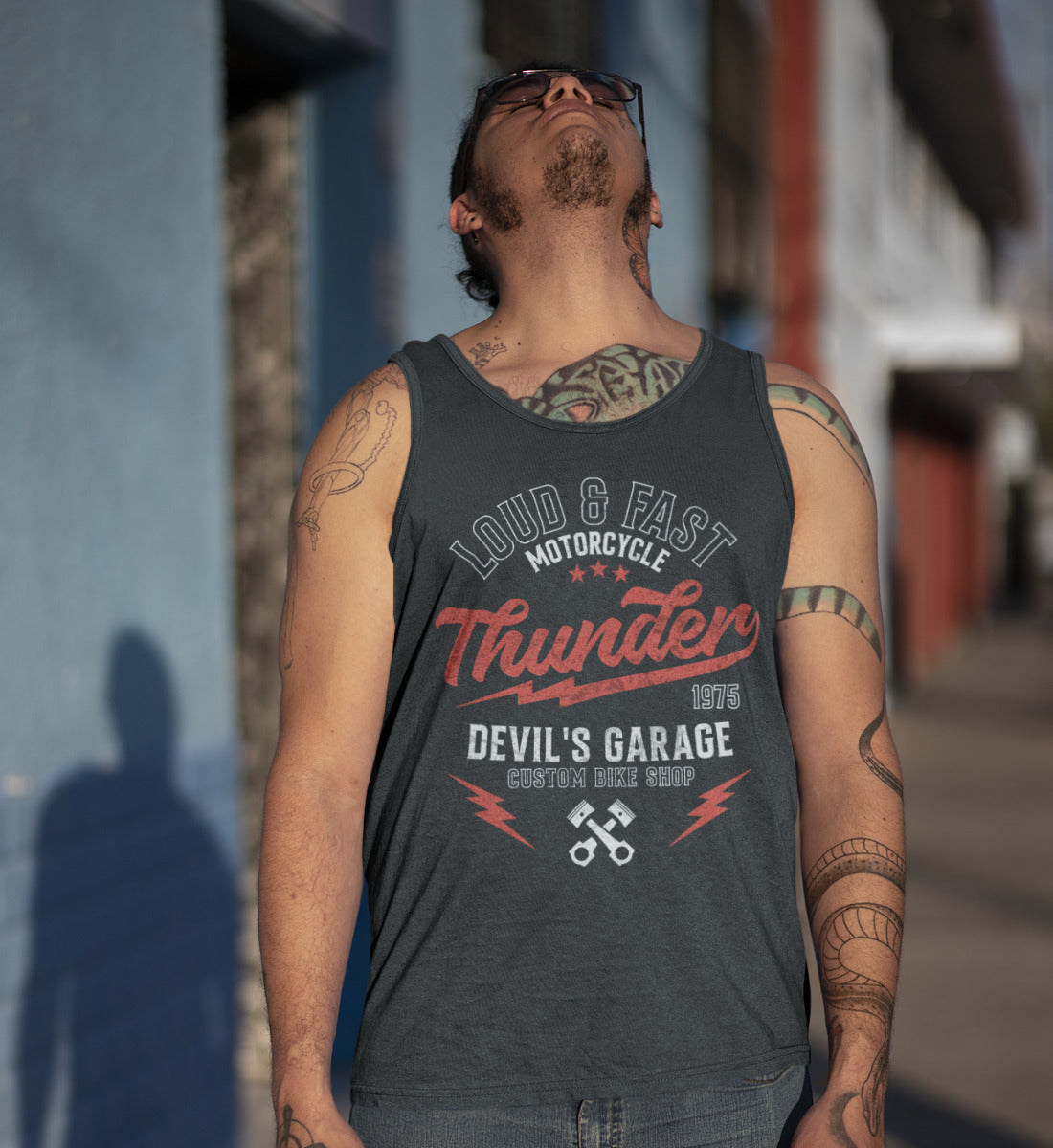 Thunder - Loud & Fast Motorcycle -  Custom Devil's Garage  - Herren Tanktop