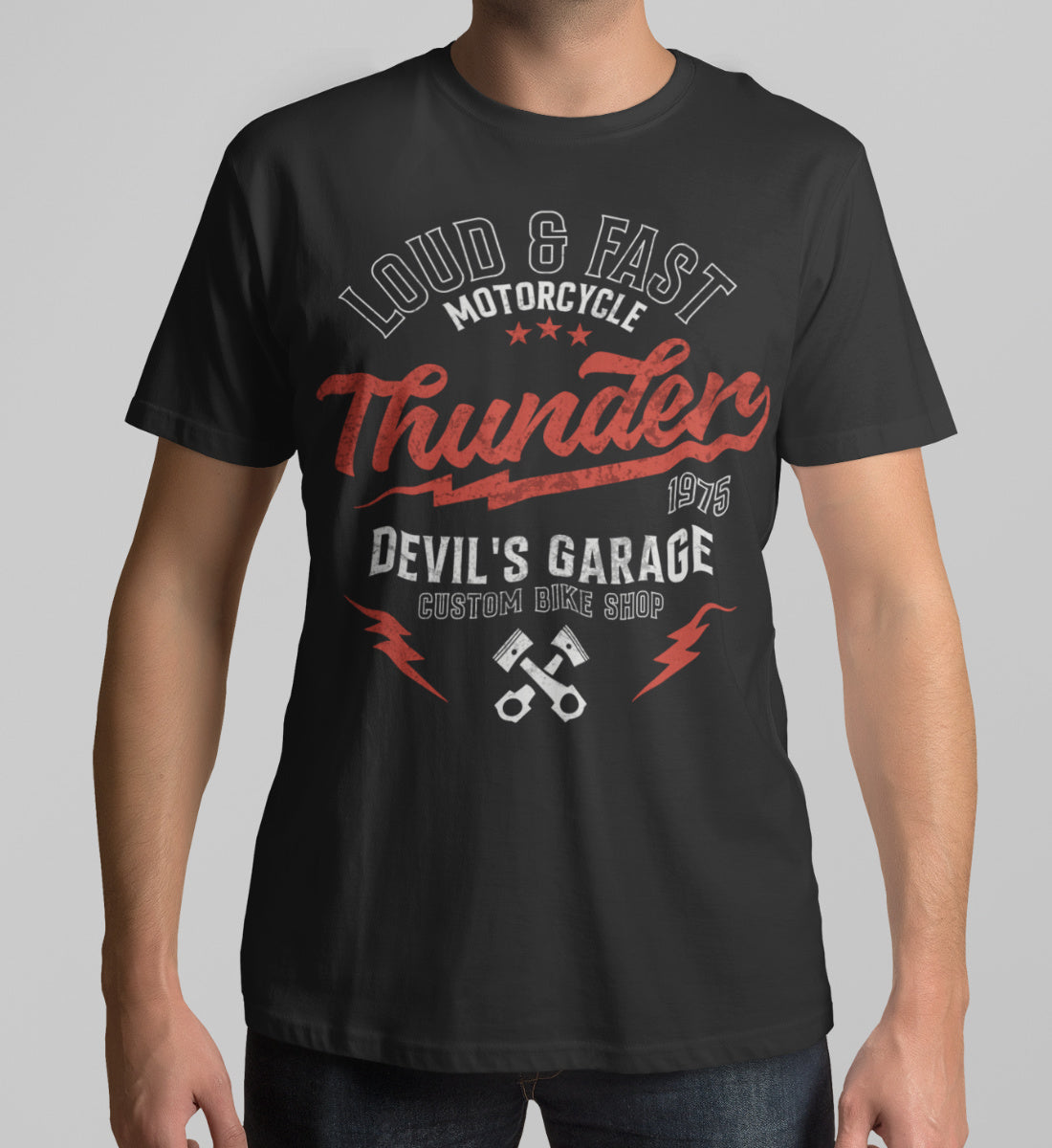 Thunder - Loud & Fast Motorcycle -  Custom Devil's Garage  - Herren Premium Organic Shirt