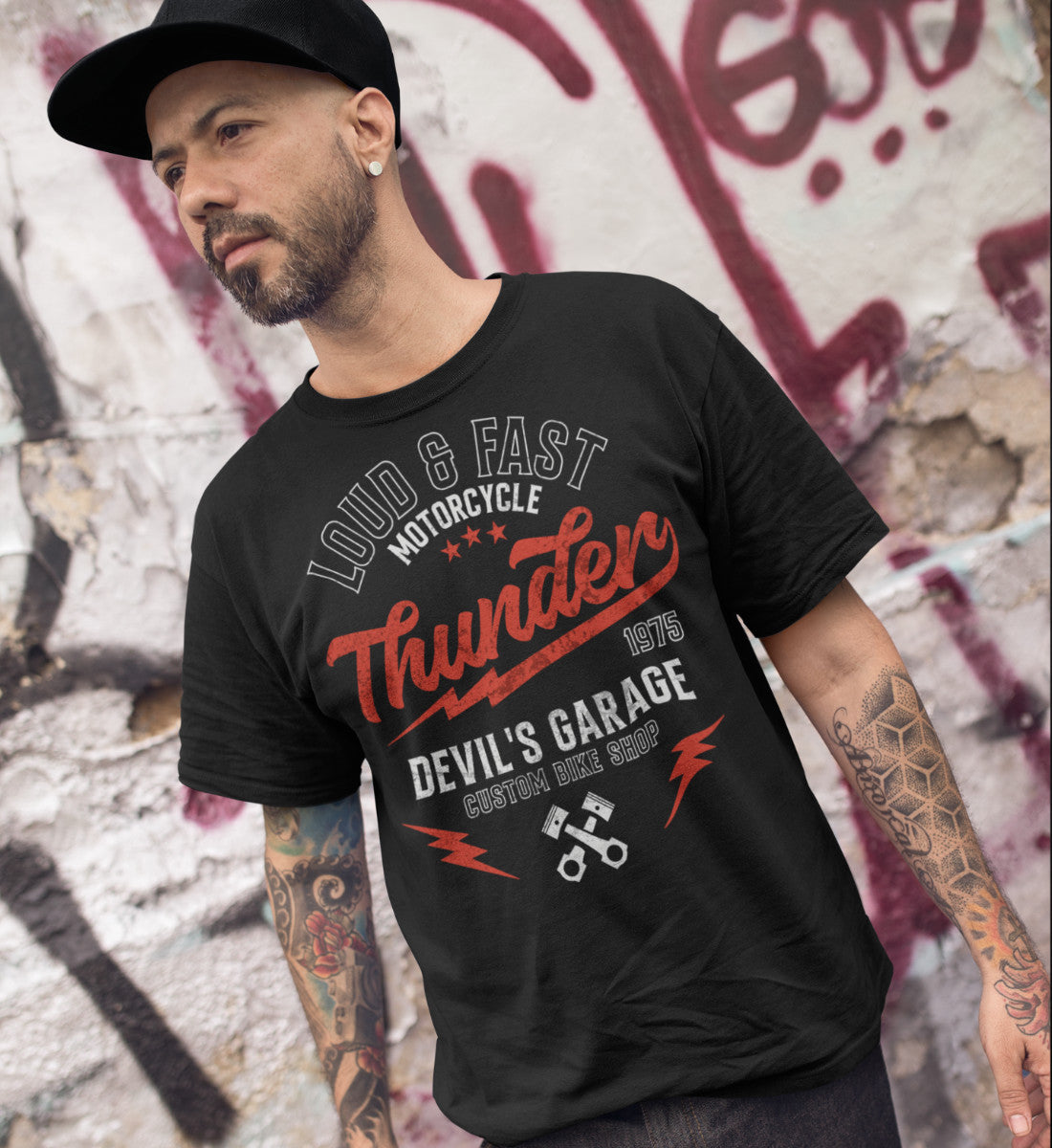 Thunder - Loud & Fast Motorcycle -  Custom Devil's Garage  - Herren Premium Organic Shirt