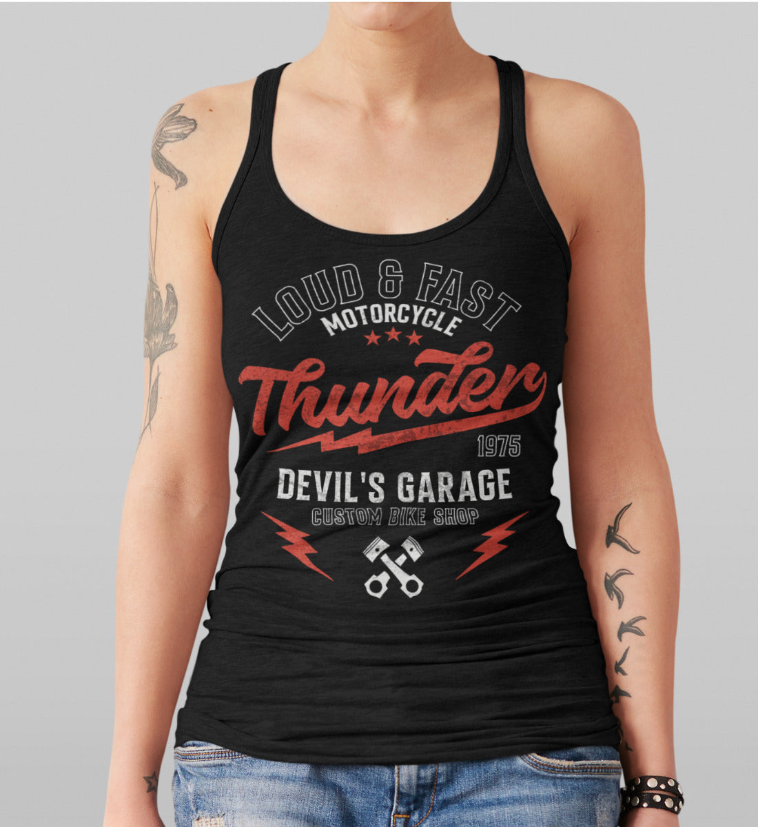 Thunder - Loud & Fast Motorcycle -  Custom Devil's Garage  - Damen Premium Organic Tanktop ST/ST