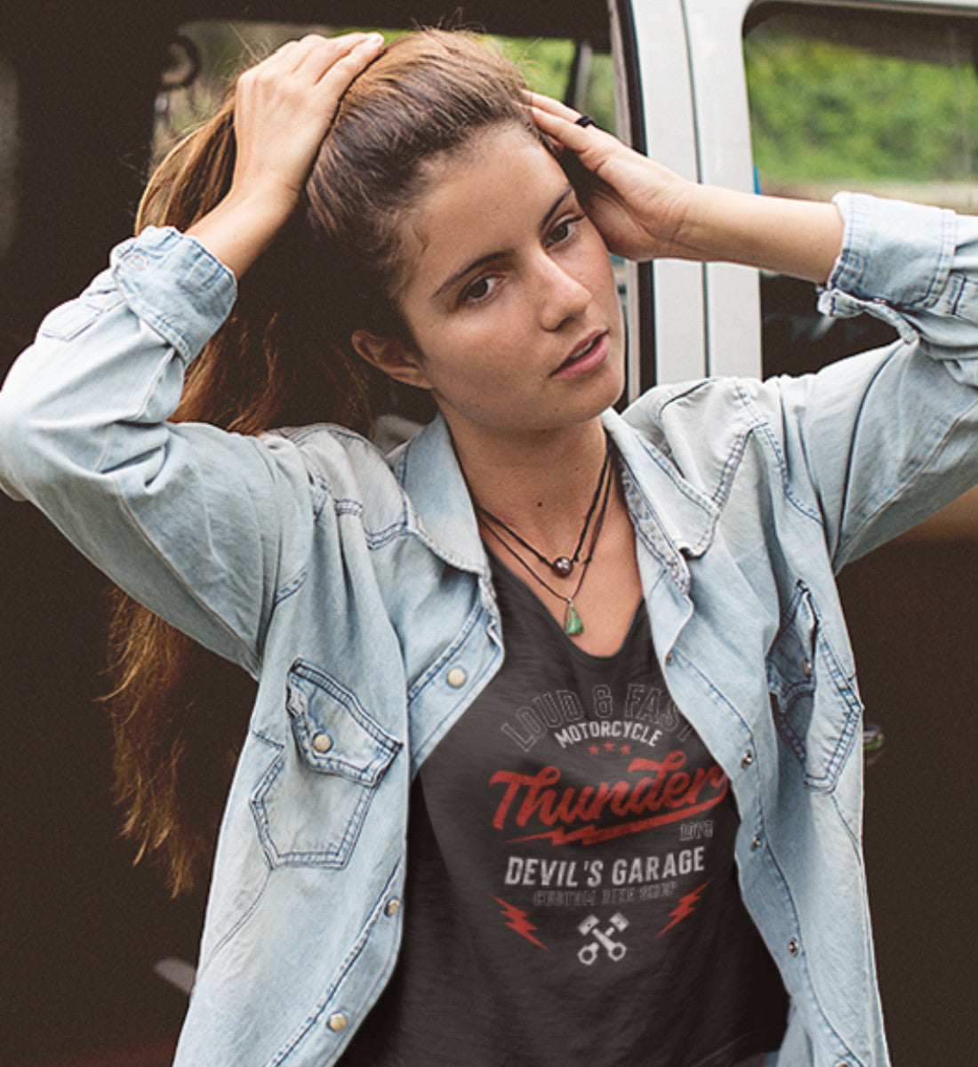 Thunder - Loud & Fast Motorcycle -  Custom Devil's Garage  - Damen Premium Organic Shirt