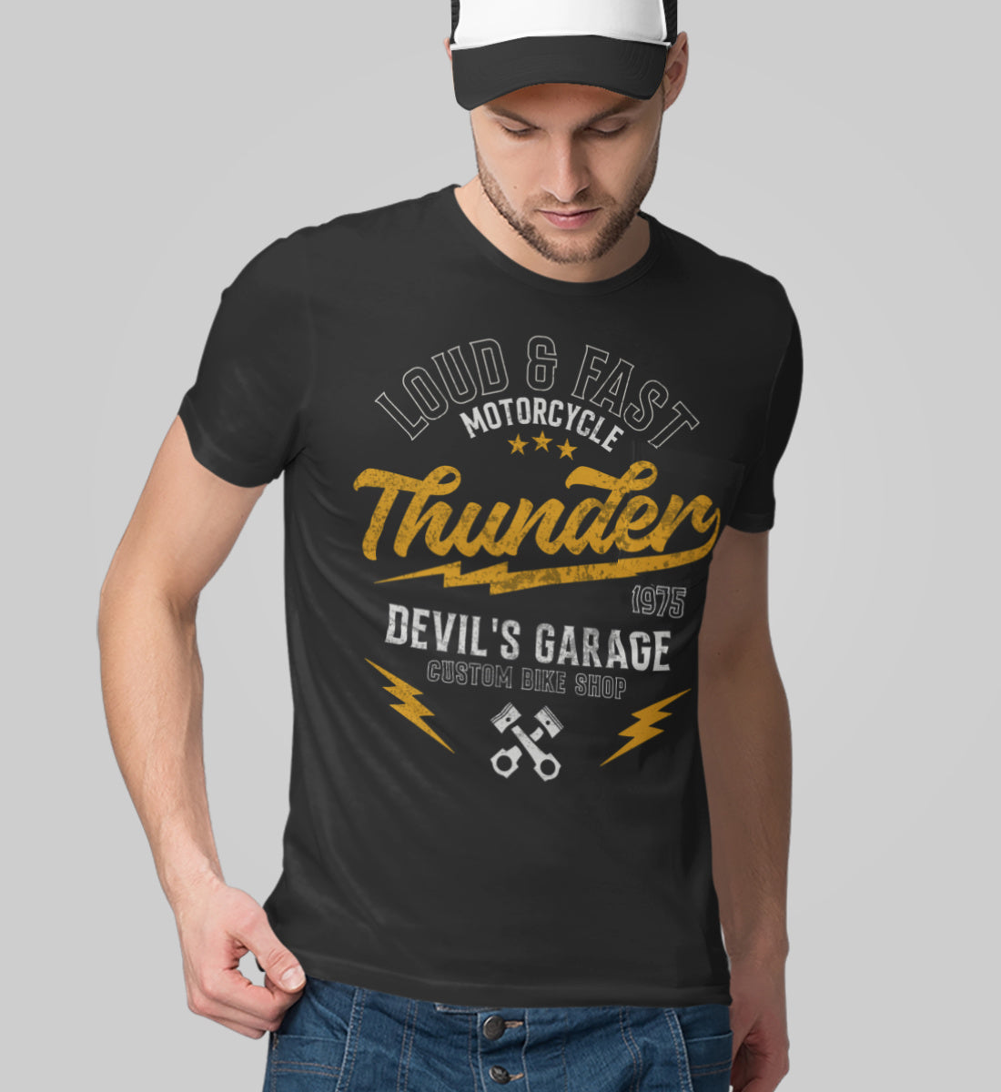 Thunder - Loud & Fast Motorcycle -  Custom Devil's Garage  - Herren Shirt