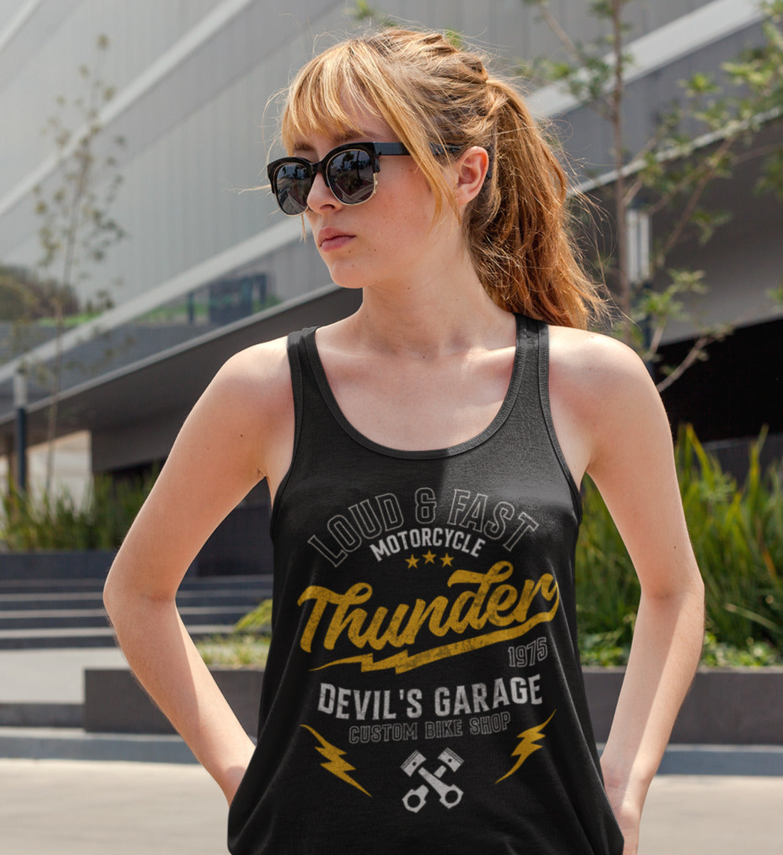 Thunder - Loud & Fast Motorcycle -  Custom Devil's Garage  - Damen Premium Organic Tanktop ST/ST