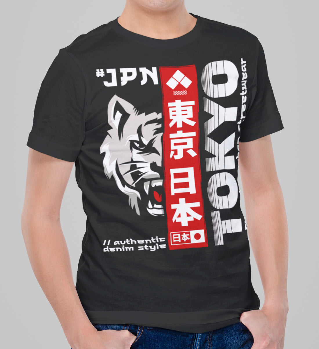 Tokyo Japan Wolf Superior Urban Streetwear  - Herren Shirt