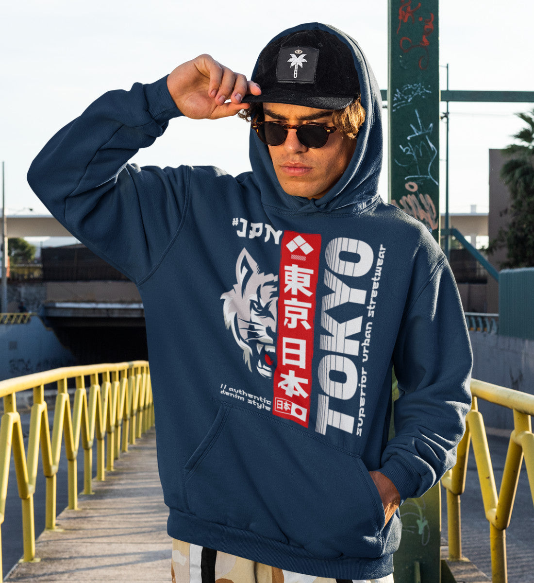 Tokyo Japan Wolf Superior Urban Streetwear  - Unisex Organic Hoodie