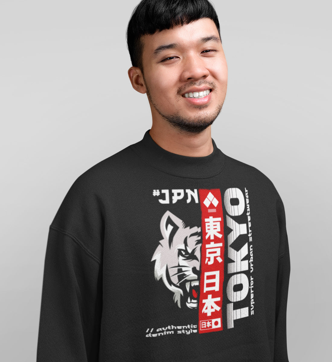 Tokyo Japan Wolf Superior Urban Streetwear  - Unisex Organic Sweatshirt ST/ST