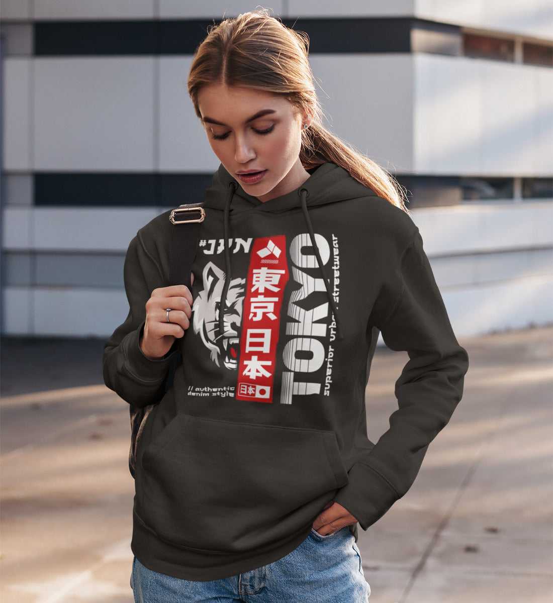 Tokyo Japan Wolf Superior Urban Streetwear  - Damen Organic Hoodie ST/ST