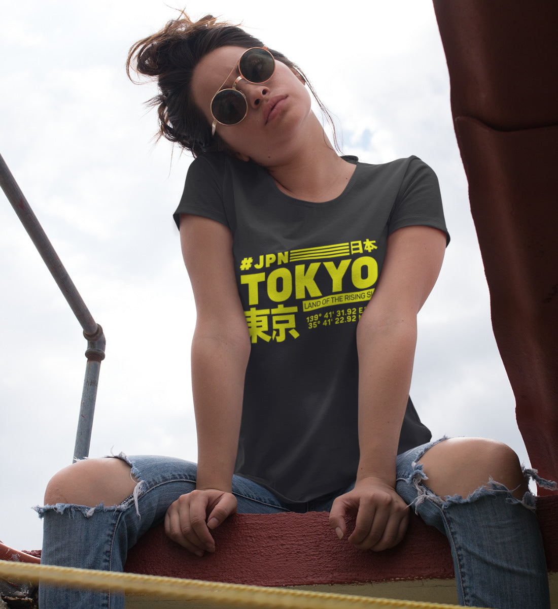 Tokyo Japan land of the rising sun  - Damen Premium Organic Shirt