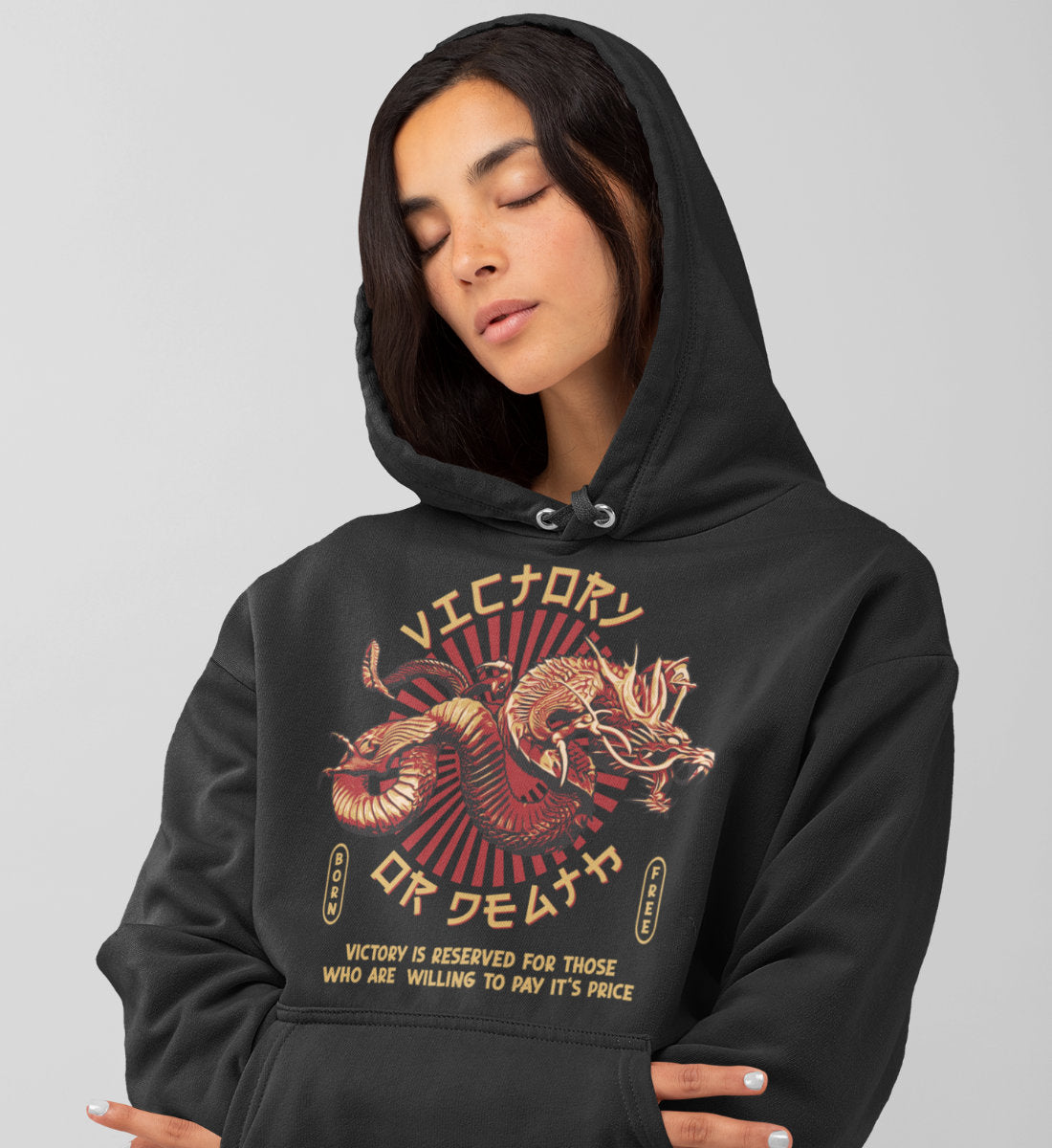 Victory Or Death - Asian Dragon  - Damen Organic Hoodie ST/ST