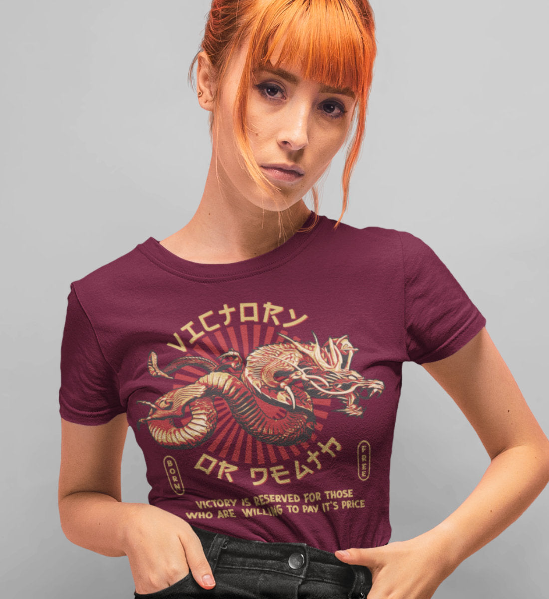 Victory Or Death - Asian Dragon  - Damen Premium Organic Shirt