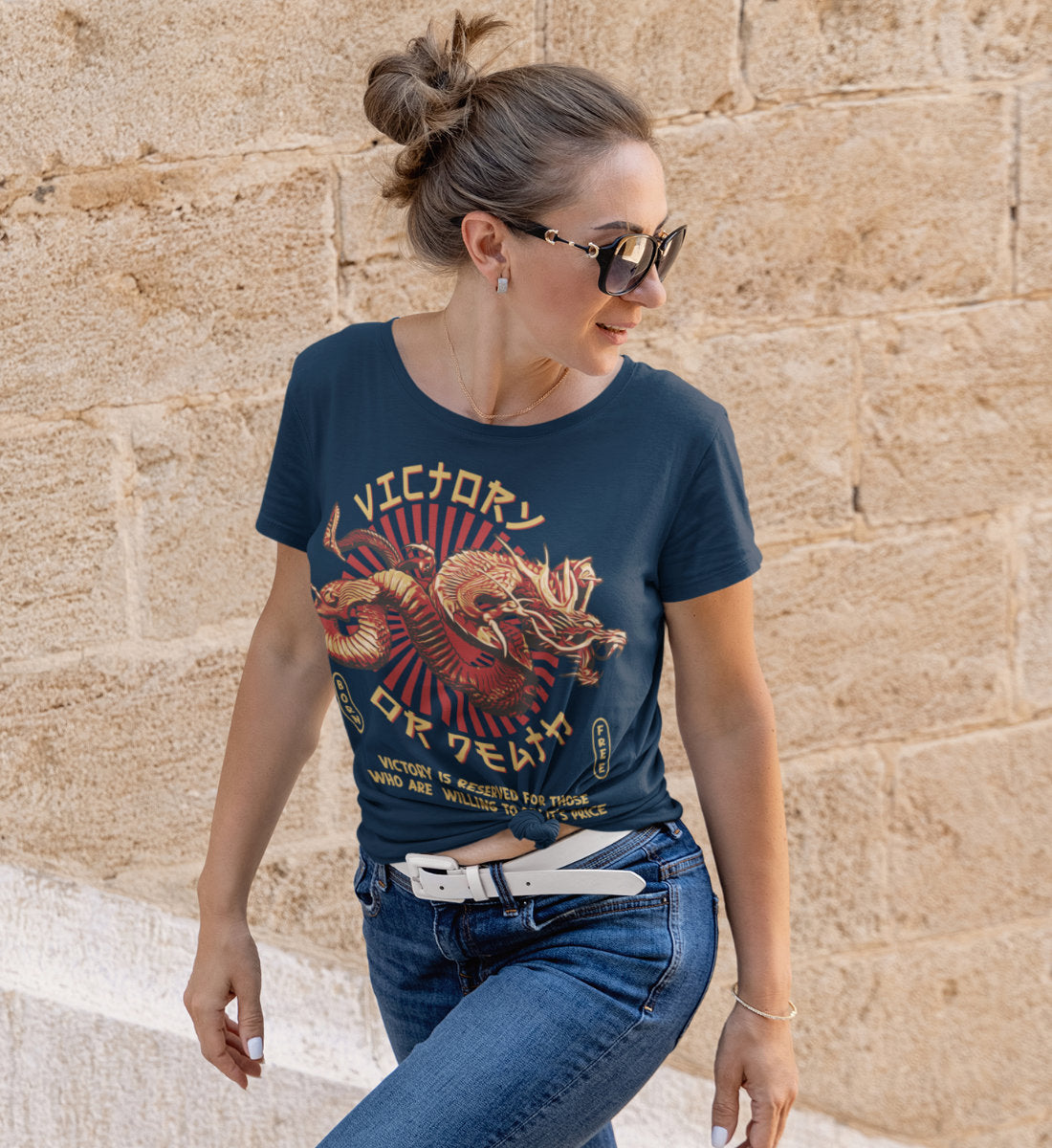 Victory Or Death - Asian Dragon  - Damen Premium Organic Shirt