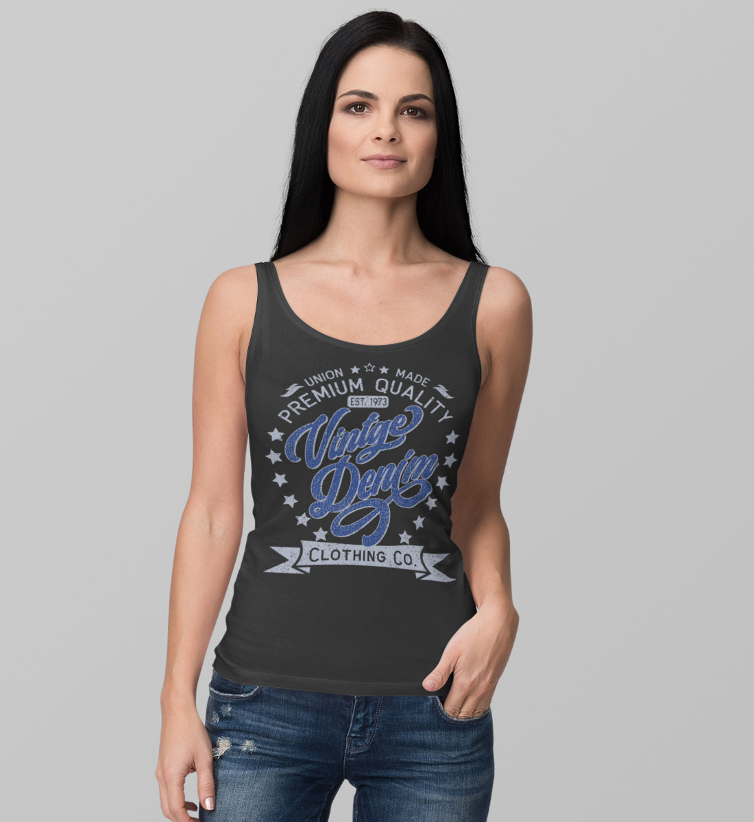 Vintage Denim Premium Product Clothing Co. Design  - Frauen Tanktop