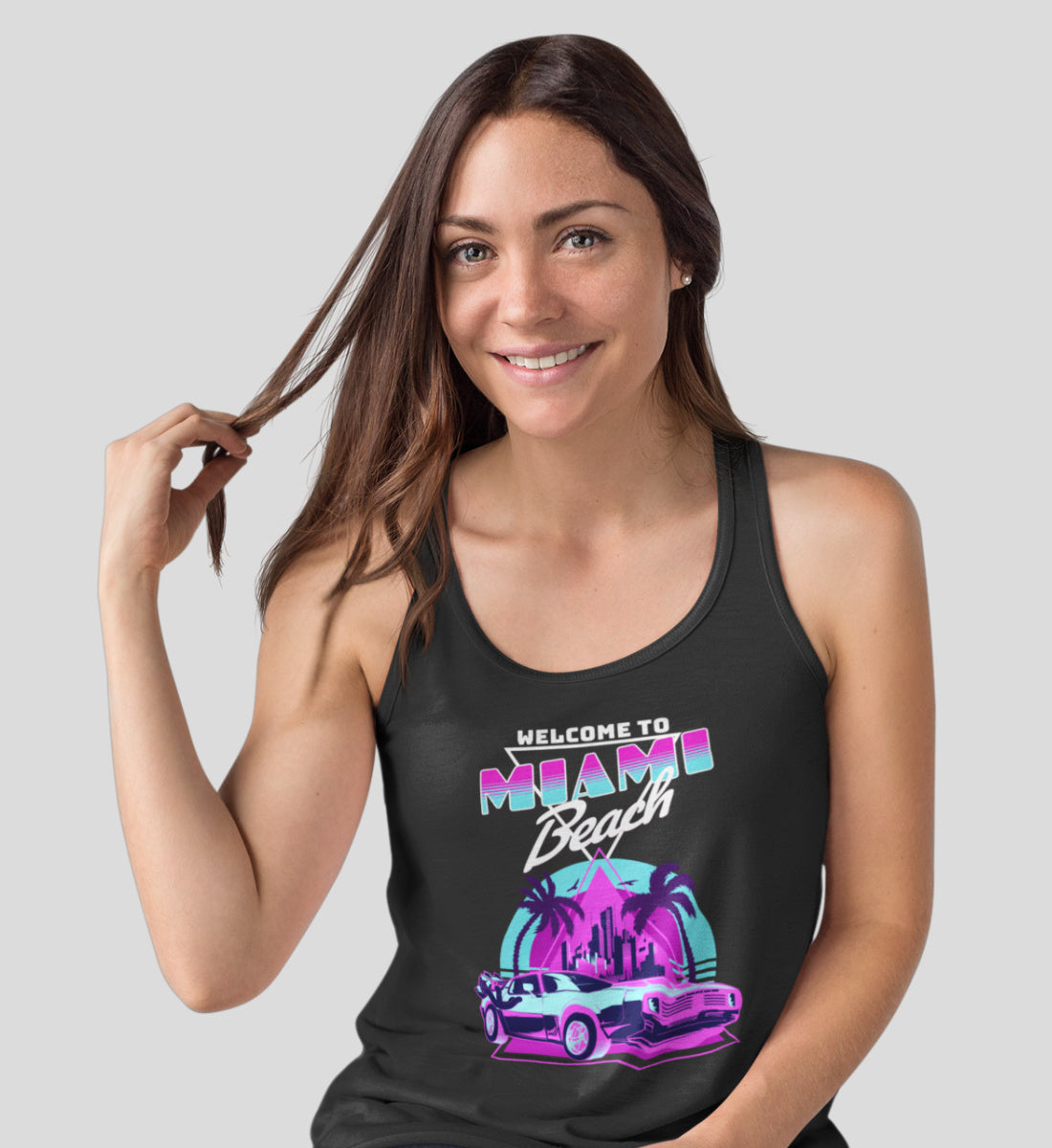 Welcome To Miami Beach - 80s Neon Retro Vaporware  - Damen Premium Organic Tanktop ST/ST